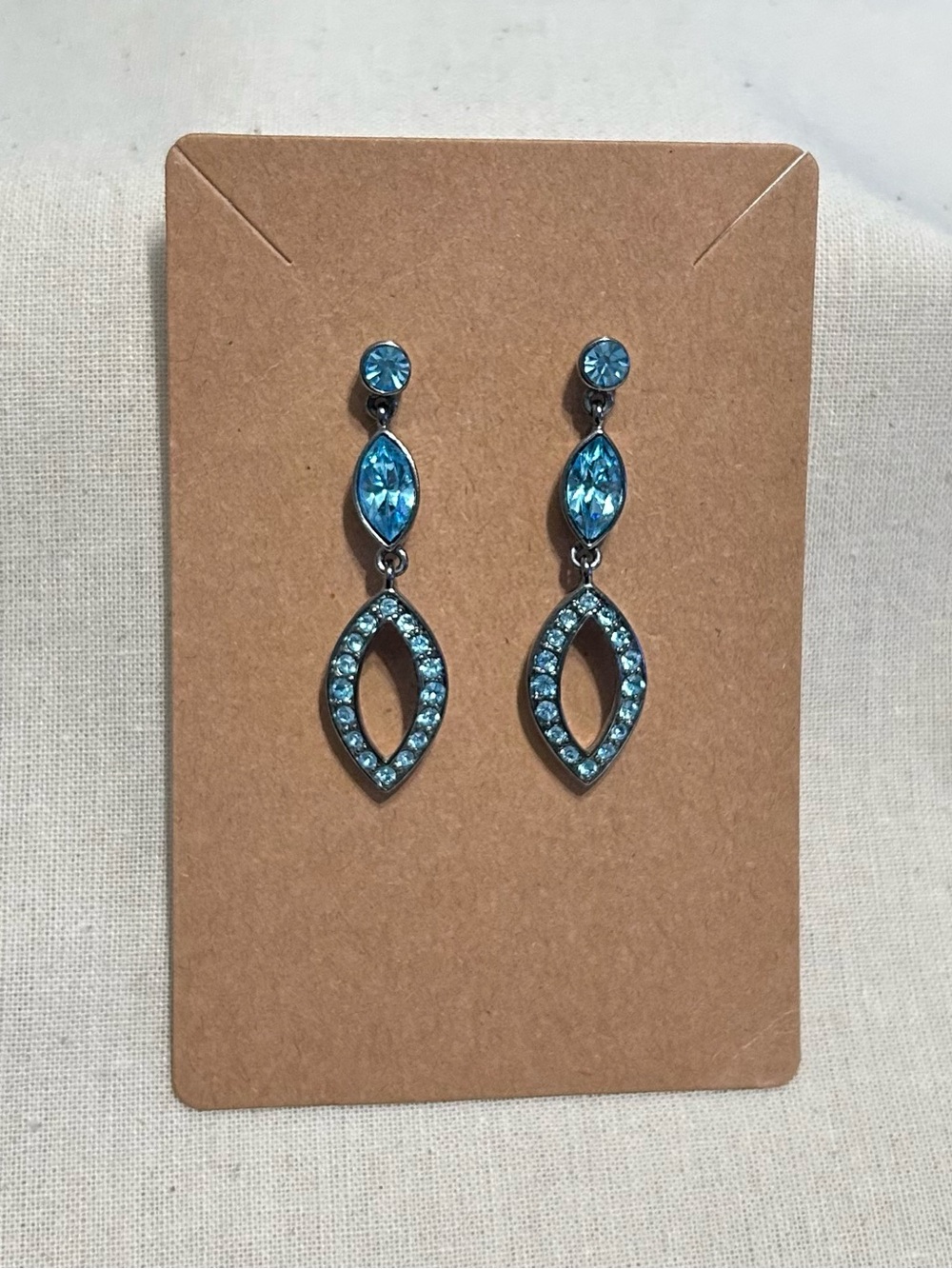 Vintage Givenchy Blue Crystal Dangle Earrings